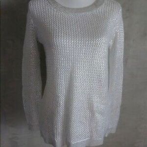 White shimmer knit sweater